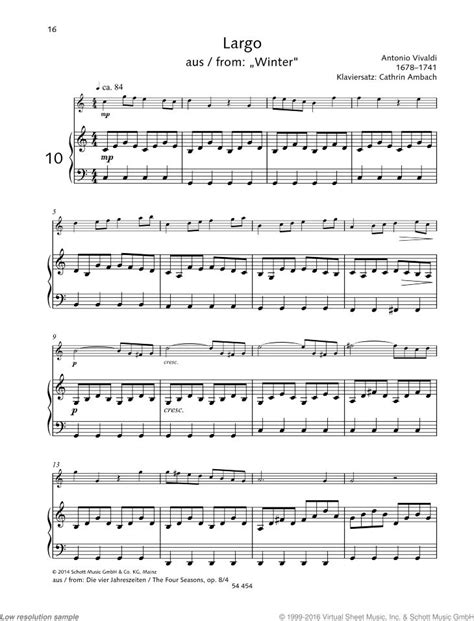 Vivaldi Largo From Winter Sheet Music For Flute And Piano Sheet