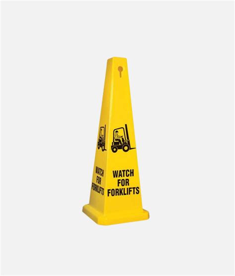 4 Sided Safety Cones | Yellow | Text Variety