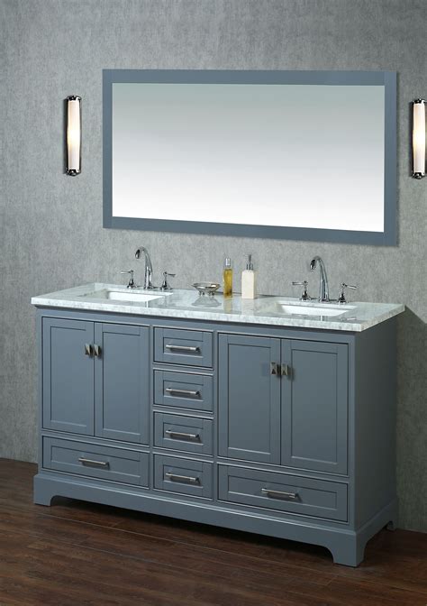 Newport Grey 60 Double Sink Vanity With Mirror Pacifichomedecor