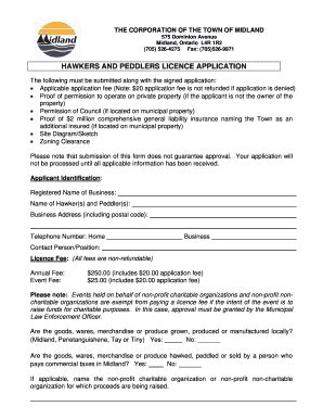 Fillable Online Midland Hawkers And Peddlers Licence Application Doc