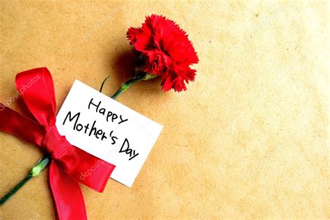 Red Carnation With Mothers Day Message Card — Stock Photo