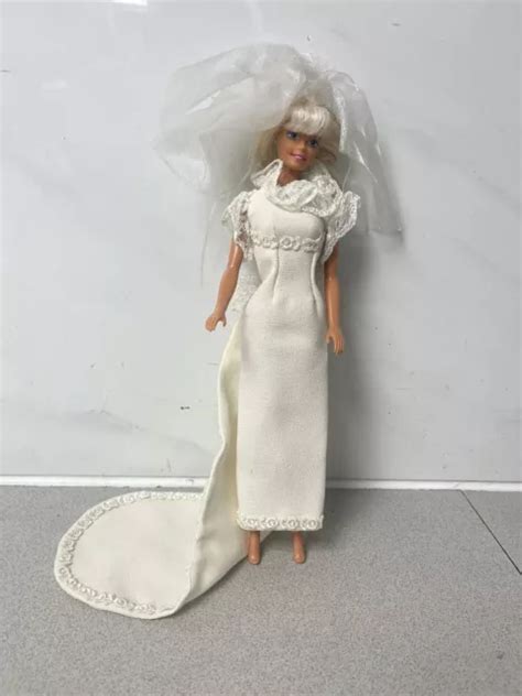 Barbie Doll Mattel Blonde Hair Wedding Dress Hair Net Made In