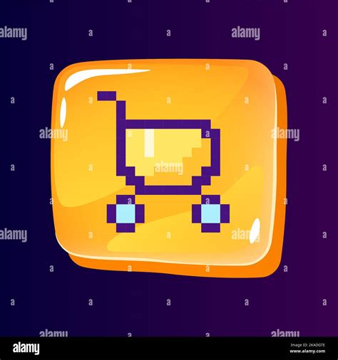 Shopping Cart Glossy Ui Button With Pixelated Color Icon Stock Vector