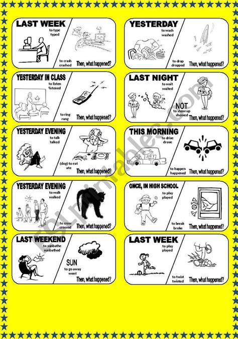 Speaking Prompts Past Simple Continuous Practice Cards Fun