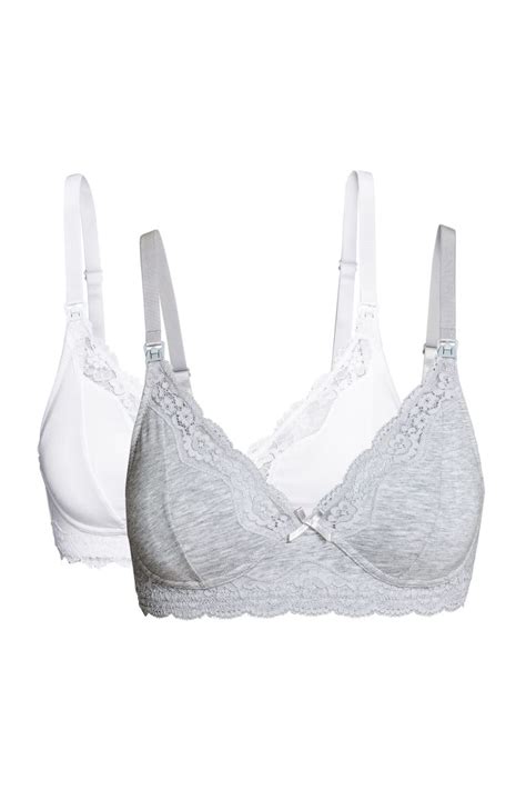 Mama 2 Pack Nursing Bras Light Gray White Ladies Handm Us