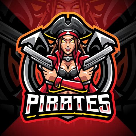 Premium Vector Lady Pirates Esport Mascot Logo Design