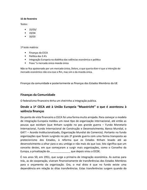 Federalismo Resumo Direito da União Europeia 15 de fevereiro Testes