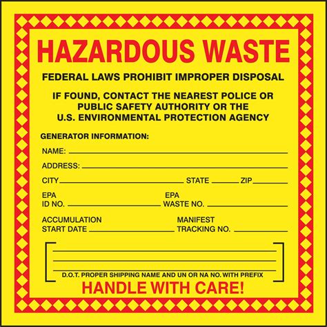 Hazardous Waste Label Printable Label Printable