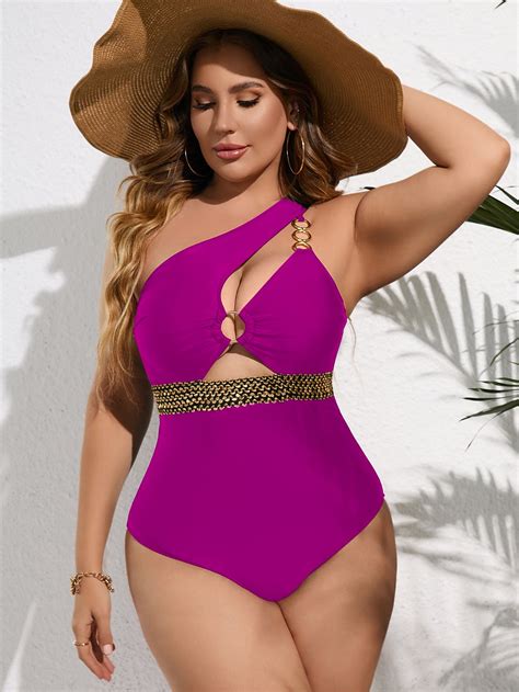 SHEIN SHEIN Swim Curve Bañador una pieza vinculado con aro con abertura