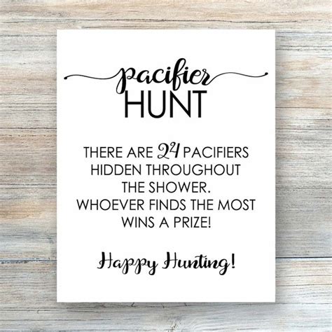 Pacifier Hunt Sign Rustic Baby Shower Games Printable Find Etsy Artofit