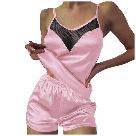 Szxzygs Lingerie Set Women Lingerie Sleepwear Satin Silk Lace Up