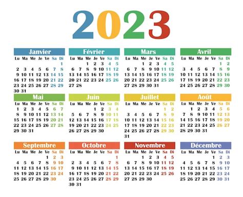 Calendário Para 2023 Em Francês Vetor Premium