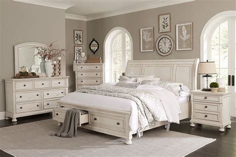 Bethel Storage Bedroom Set Wire Brushed White Homelegance Furniture Cart