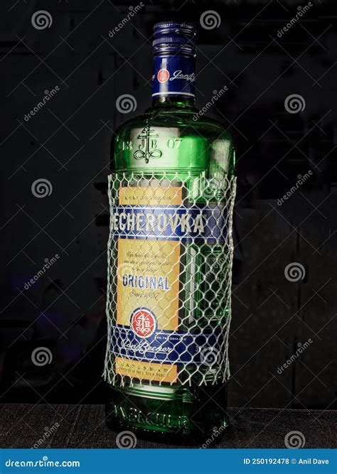 Empty Bottle of Bottle of Becherovka, Formerly Karlsbader Becherbitter ...