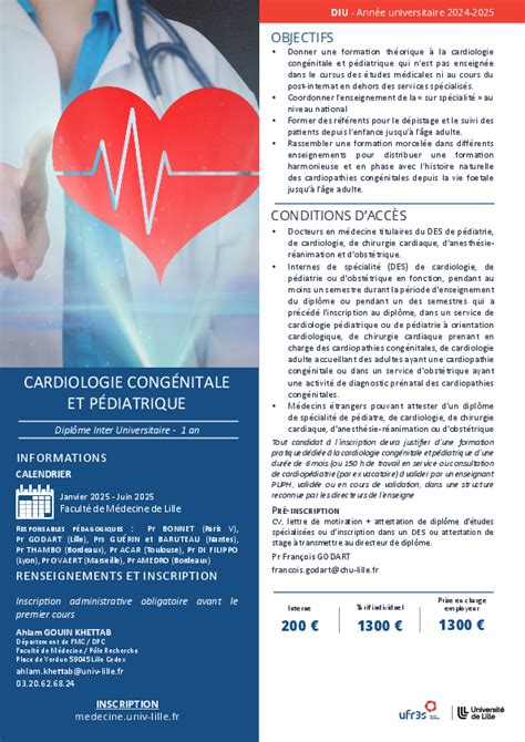 DIU Cardiologie congénitale et pédiatrique UFR3S