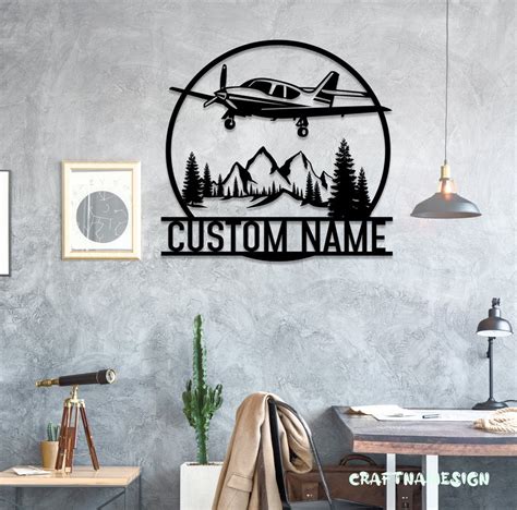 Custom Airplane Metal Wall Art Led Light Personalized Pilot Etsy