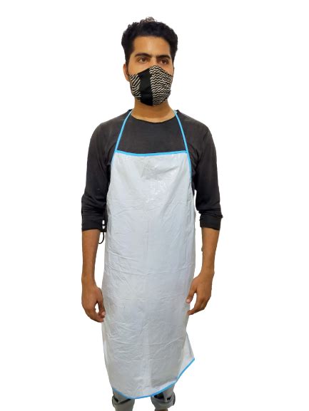 White Plain Plastic Disposable Apron For Safety And Protection Size