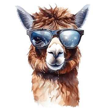 Watercolor Alpaca Wearing Sunglasses Ai Generated Alpaca Llama