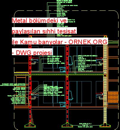 Proje Sitesi Metal bölümdeki ve paylaşılan sıhhi tesisat ile Kamu