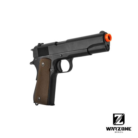 Pistola KWA M1911 A1 GBB Full Metal Preta Warzone Brazil