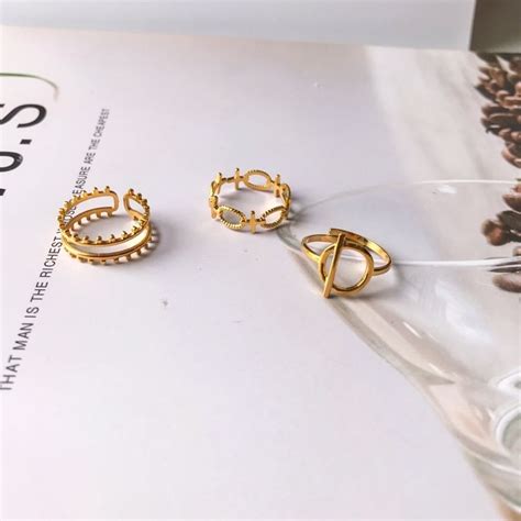 Gold stainless steel Adjustable Rings 1 pc – Anna Jewellery Handicraft