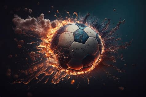 Premium Ai Image Soccer Ball On Fire Illustration Ai Generative