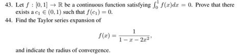 Solved 43 Let F [0 1]→r Be A Continuous Function Satisfying