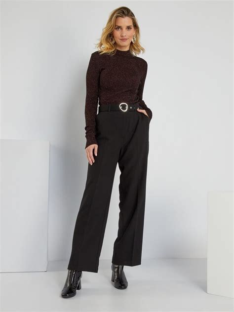 Pantalon Large Avec Ceinture Noir Kiabi 22 00