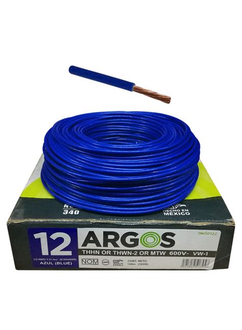 Cable N°12 Awg Thhn Thwn Rollo X 100m Azul Argos