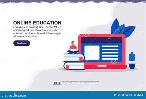 Illustration Concept Of Online Education Landing Page Template Stock