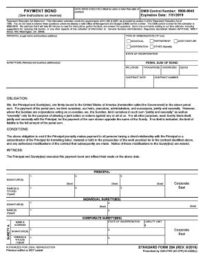 Fillable Online Gsa PAYMENT BOND Gsa Fax Email Print PdfFiller