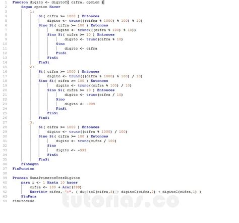 Funciones Pseint Suma De Los Primeros Tres Digitos Tutorias Co