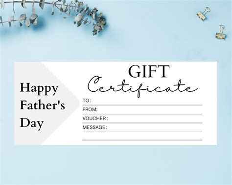 Printable Father S Day Gift Certificate Template Gift Voucher Gift