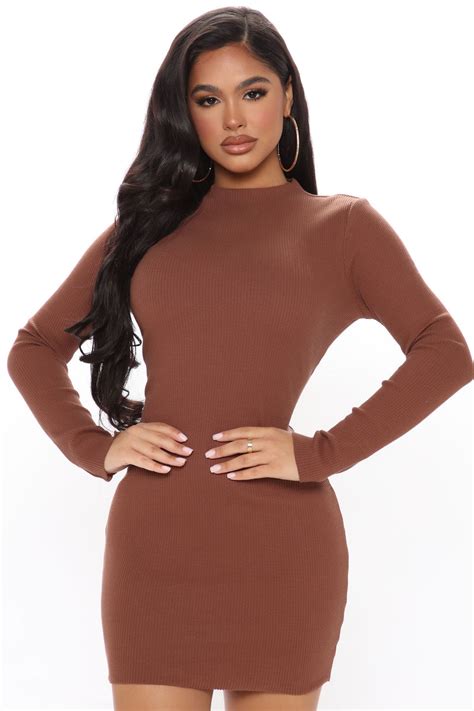 Rylee Ribbed Mini Dress Chocolate Fashion Nova Dresses Fashion Nova