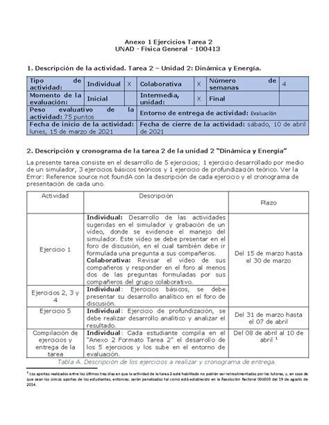 Anexo 1 Ejercicios Tarea 2 Anexo 1 Ejercicios Tarea 2 UNAD Física