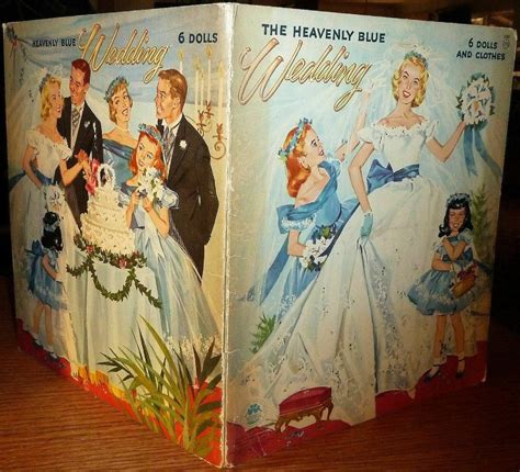 Original Heavenly Blue Wedding Paper Doll Dolls Book 1955 Merrill