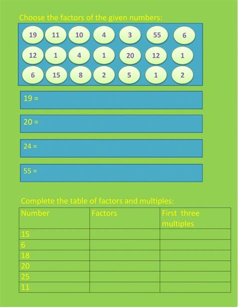 Factors And Multiples Online Activity For Grade 4 Live Worksheets