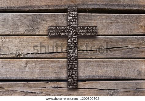 Old Wooden Cross Lords Prayer On Stock Photo 1300800502 Shutterstock