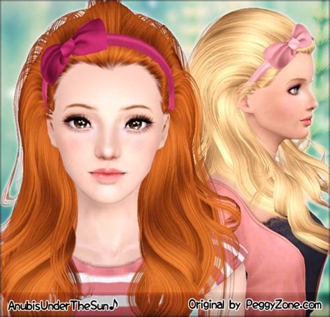 Thrown Back With Bow Peggy`s 0905 Hairstyle Retextured By Anubis Sims