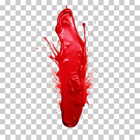 Premium Psd Top View Of Vertical Red Ink On Transparent Background