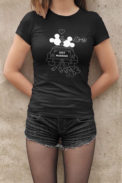 Just Married Disney Shirt Disney Couple Shirt Disneyland Wedding Gift