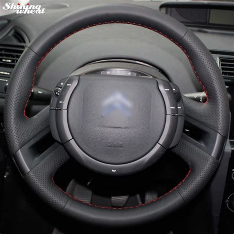 Shining Wheat Hand Stitched Black Leather Steering Wheel Cover For Citroen C4 Picasso 2012 2014