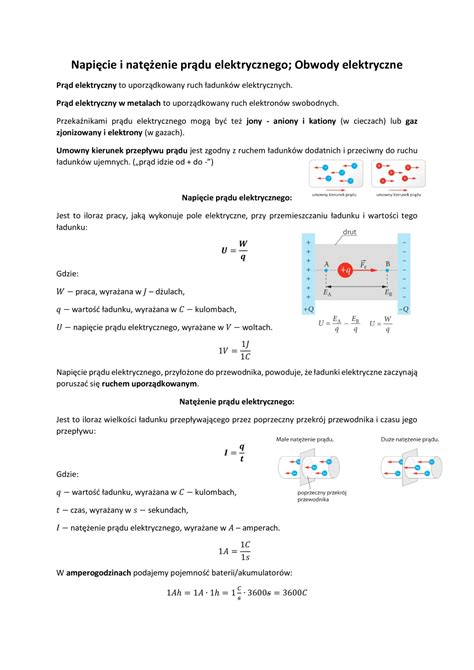 Napięcie i natężenie prądu elektrycznego Obwody elektryczne
