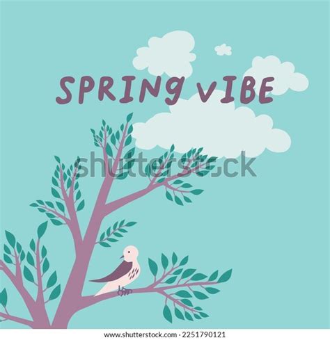 Square Vector Illustration Tree Bird Sky Stock Vector Royalty Free