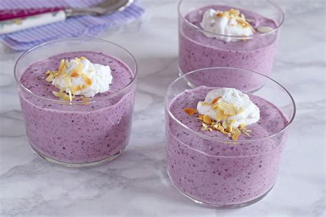 Mousse vegana de arándanos Receta de postre fácil y sencilla