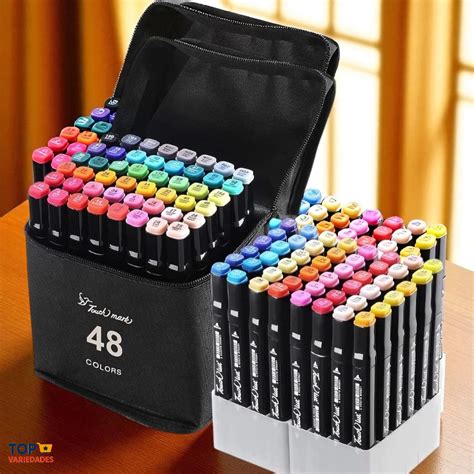 Kit Caneta Desenho Profissional - 8. Canetas Ponta Dupla para Desenho – Kit com 48 Cores Profissional ...