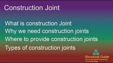 Construction Joint Types Of Construction Joints Structural Guide Youtube