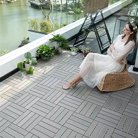 Buimpome 6pcs Wood Plastic Composite Patio Deck Tiles DIY India Ubuy