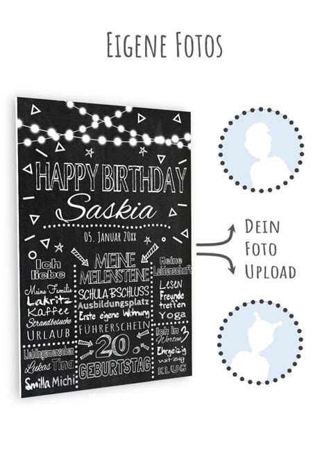 Meilensteintafel Chalkboard Geschenk 20 Geburtstag Personalisiert Mann