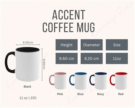 Accent Coffee Mug Size Chart And Color Guide Oz Ceramic Cup Size